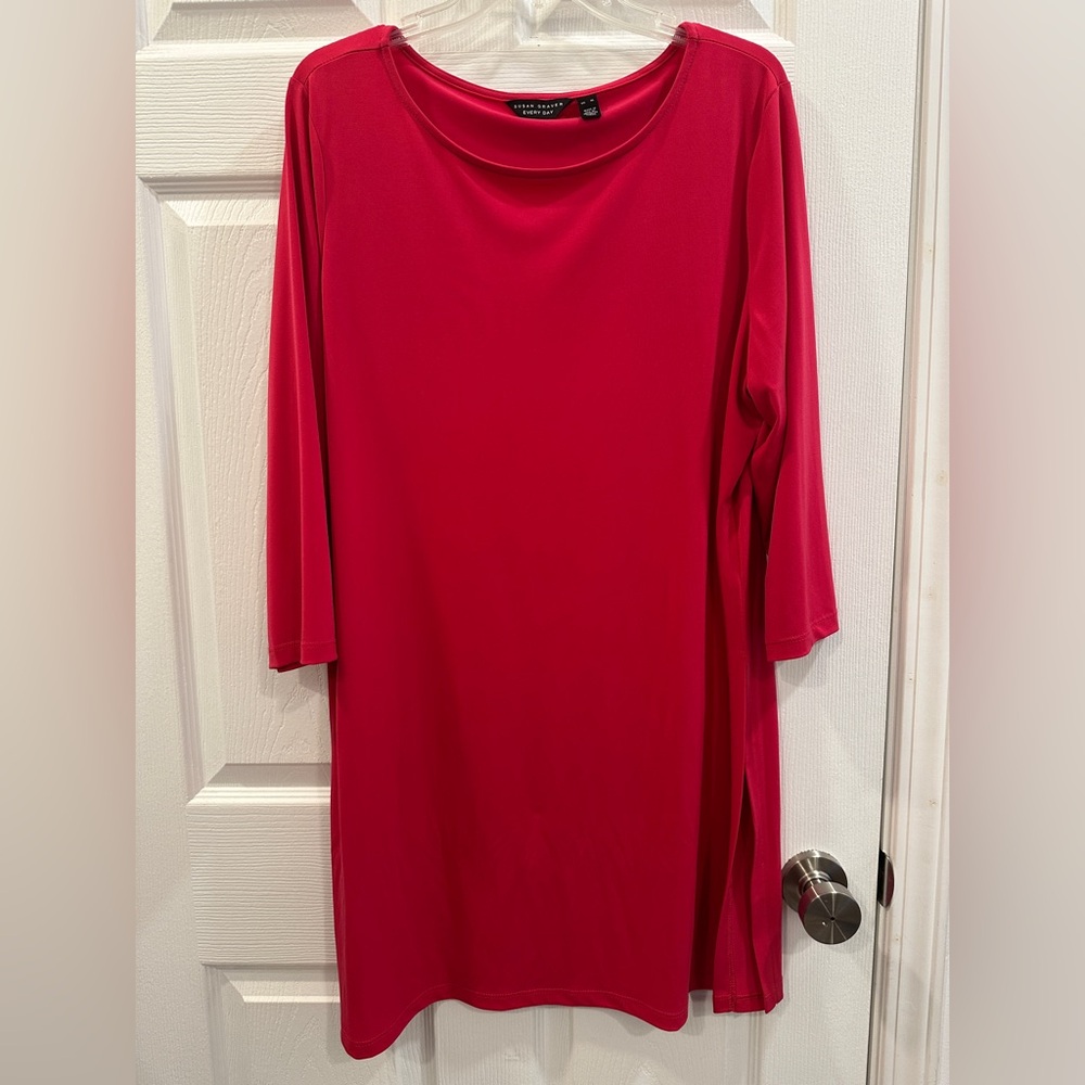 Susan graver 3/4 sleeve side slit liquid knit tunic size XL EUC